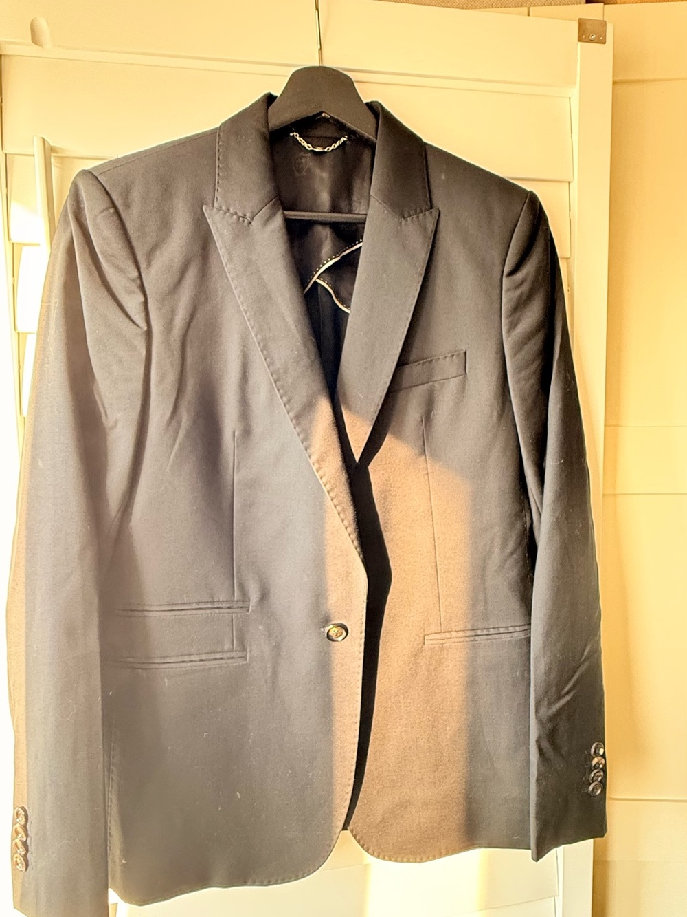 Massimo Dutti Classic Wool Women's Black Single-Breasted Blazer - Size 10